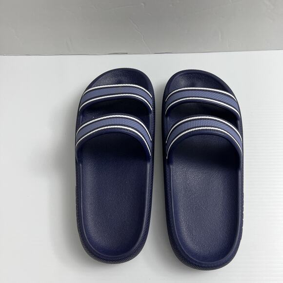 VICTORIA’S SECRET PINK NAVY BLUE FLIP FLOPS PILLOW SLIDES SZ LG 10 - Picture 1 of 5